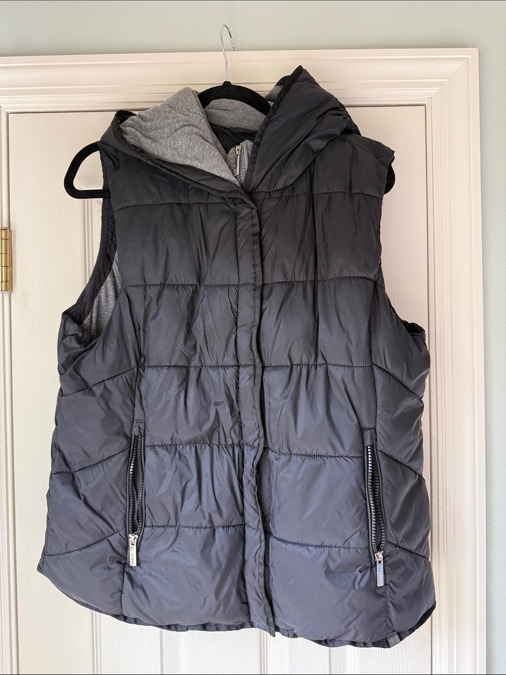 Women’s Mark New York Quilted Hooded Puffer Vest - Black - Size XL